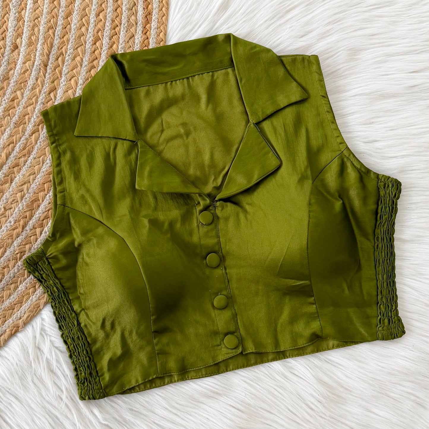 Side Elastic Stretchable Collar Neck Padded Blouse – ₹699