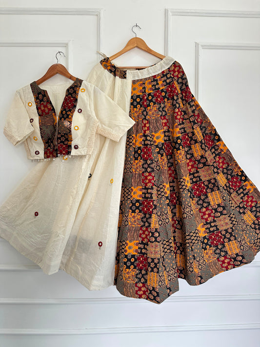 Navaratri Special Ajrakh Cotton Codi Lace Chaniya Choli