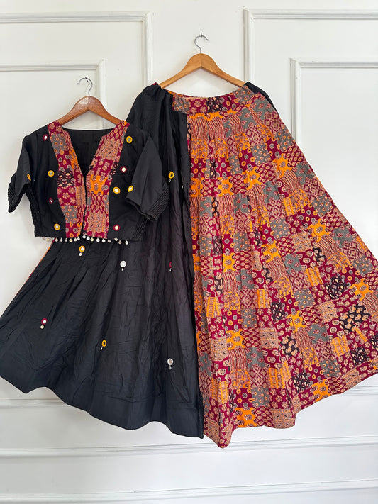 Navaratri Special Ajrakh Cotton Codi Lace Chaniya Choli