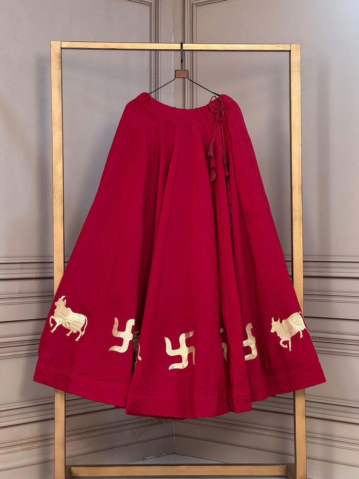 Navaratri Special Roman Silk Gotta Work Chaniya Skirt