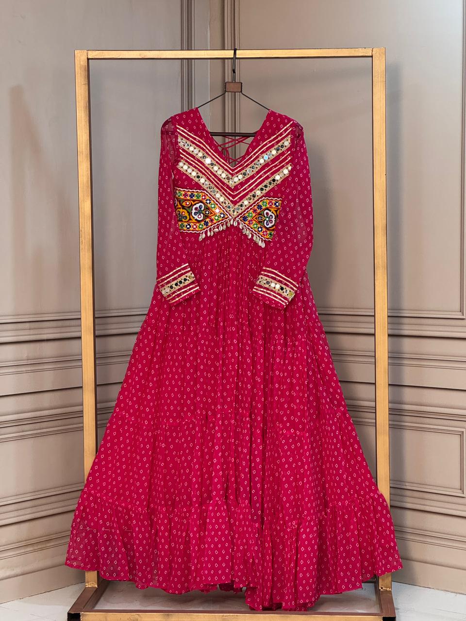 Georgette Readymade Kutch Work Anarkali Gown
