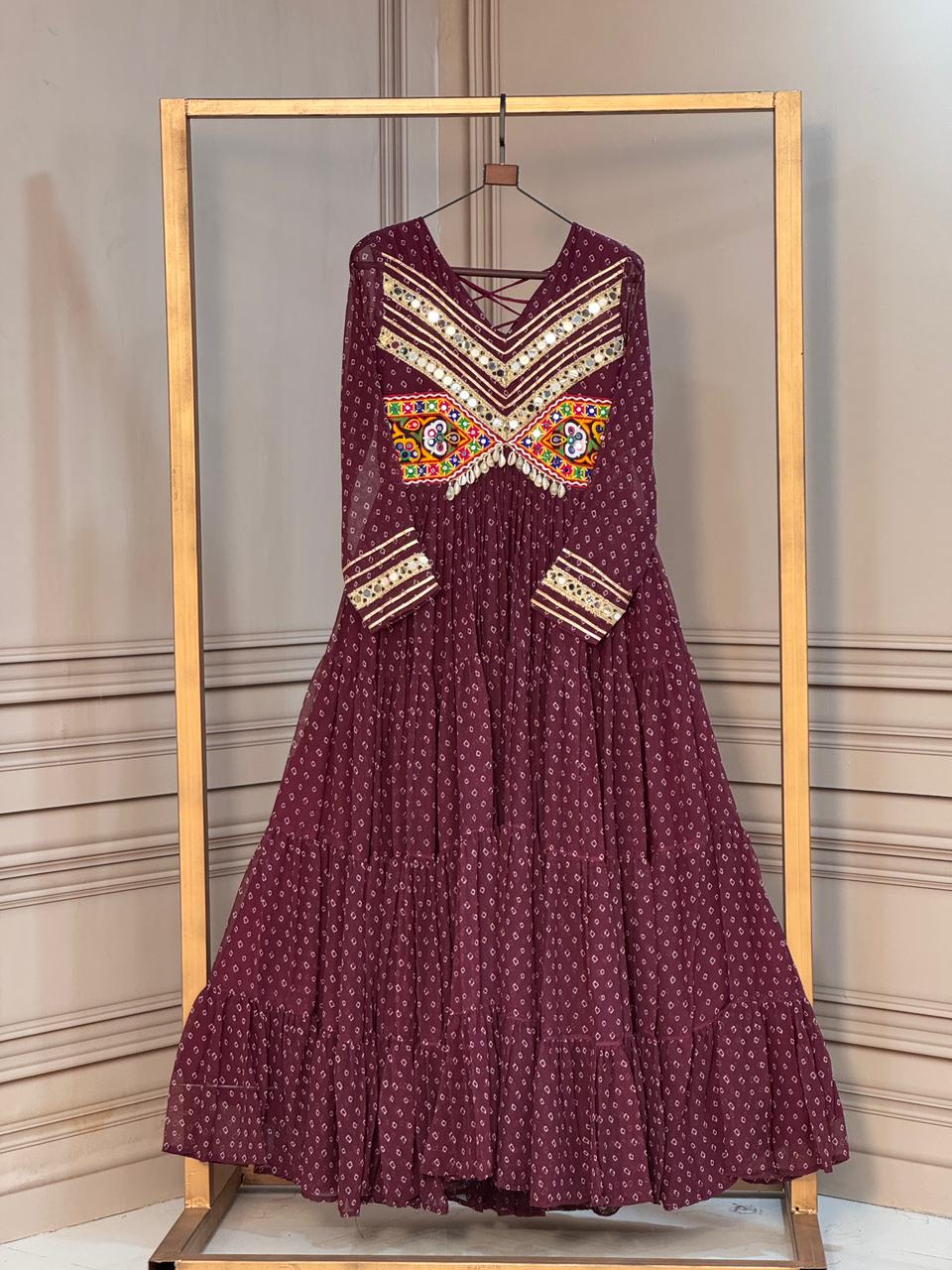 Georgette Readymade Kutch Work Anarkali Gown
