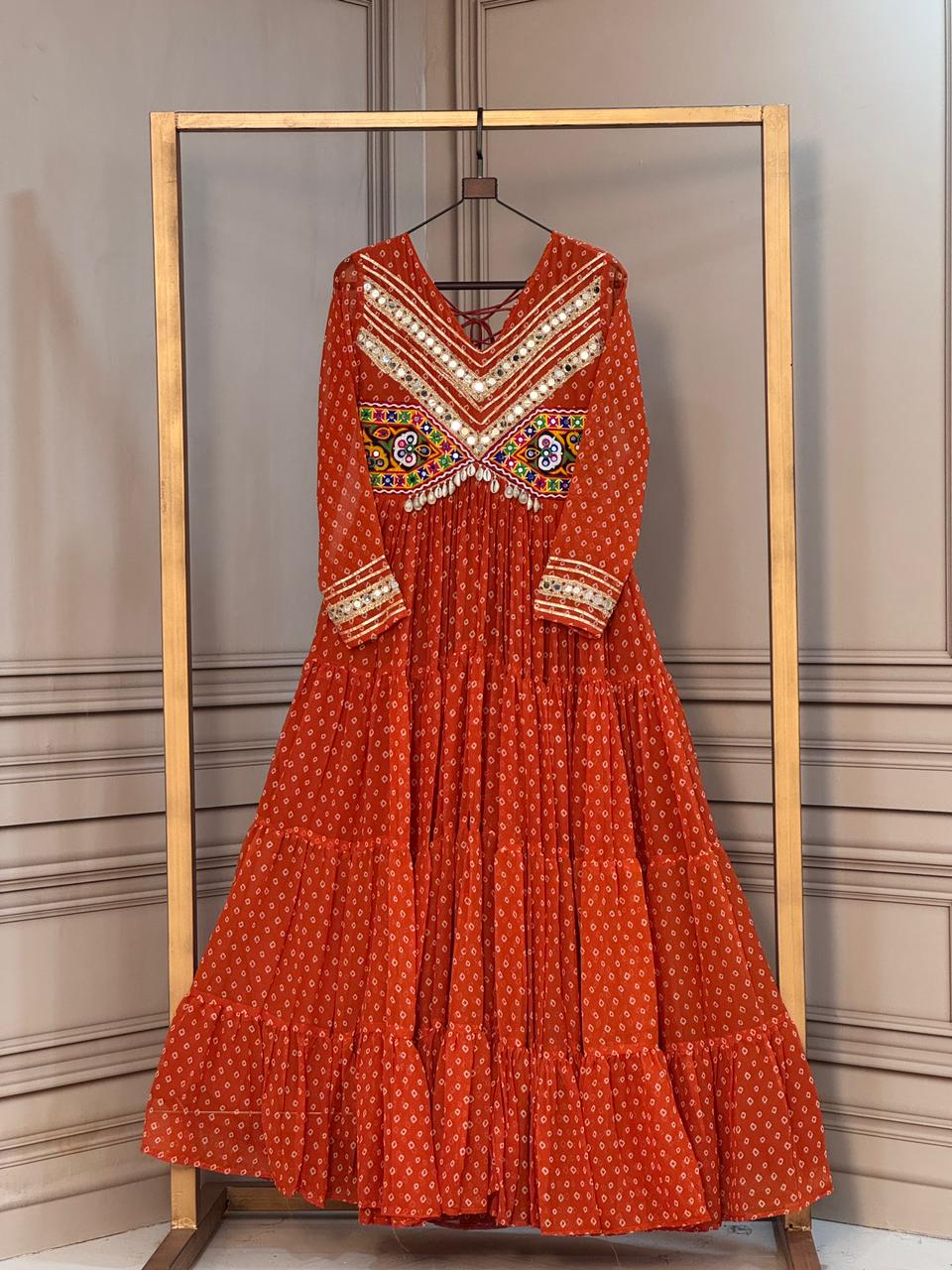 Georgette Readymade Kutch Work Anarkali Gown