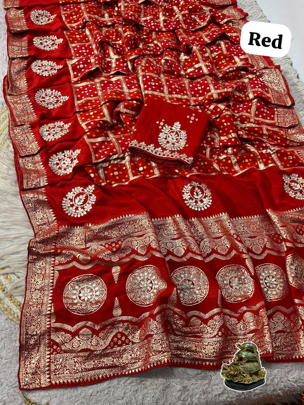 Viscose Dola Silk Weaving Saree with Gotta Work Blouse