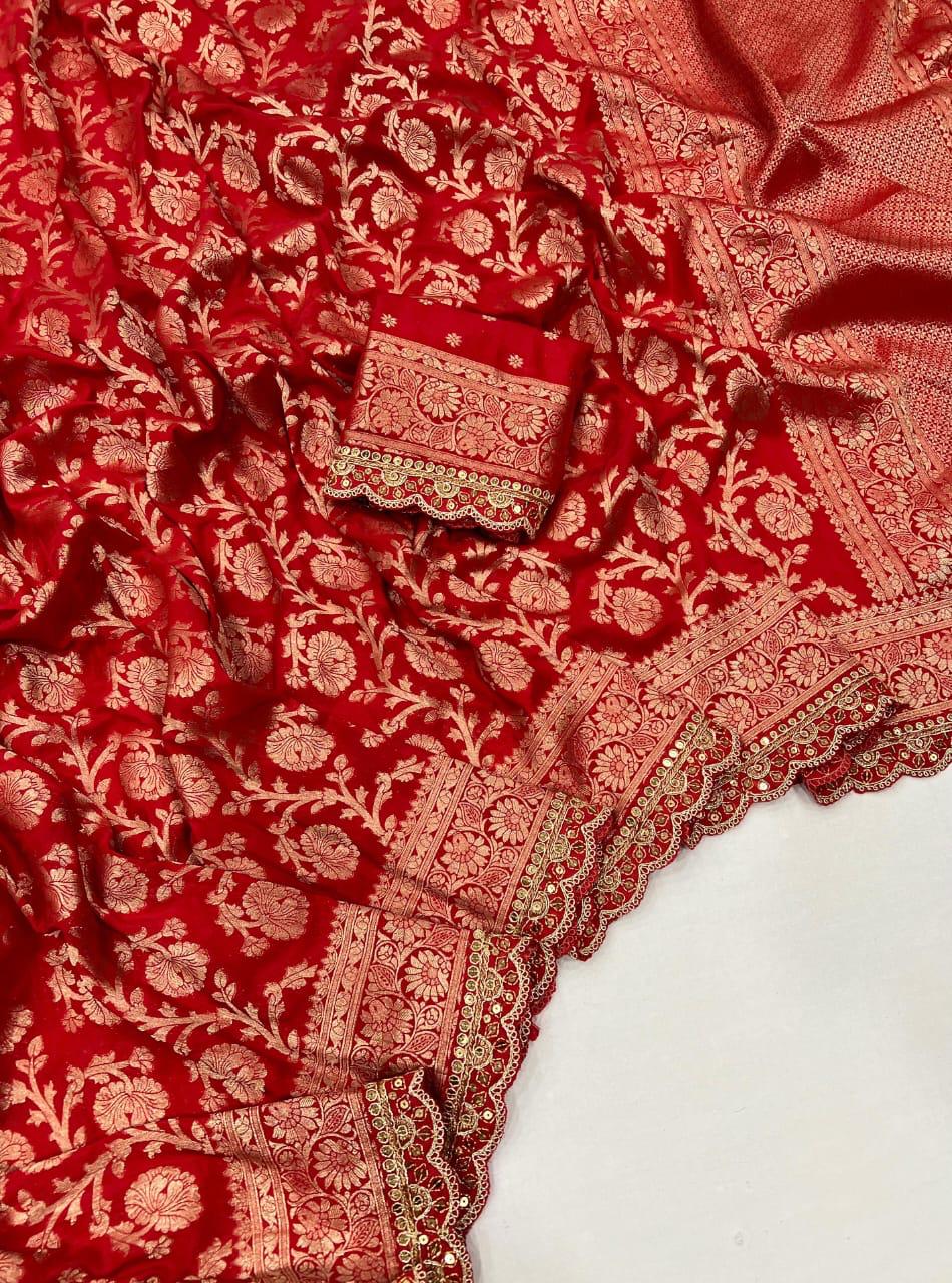 Durga Puja / Diwali Special Banarasi Dola Viscose Silk Weaving Saree