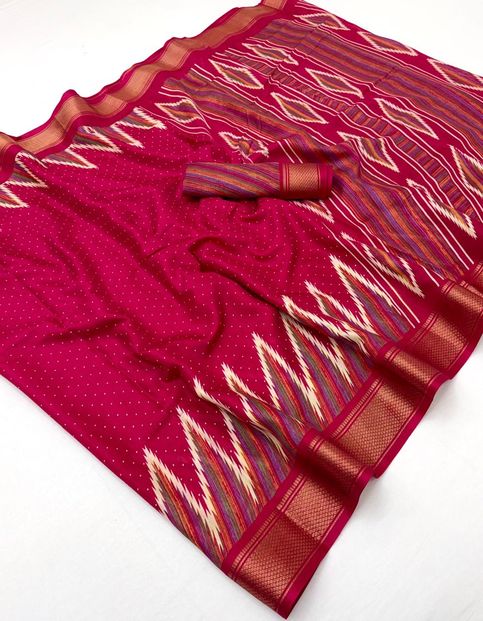 Semi Dola Silk Lehriya Sarees with Jacquard Weaving Borders