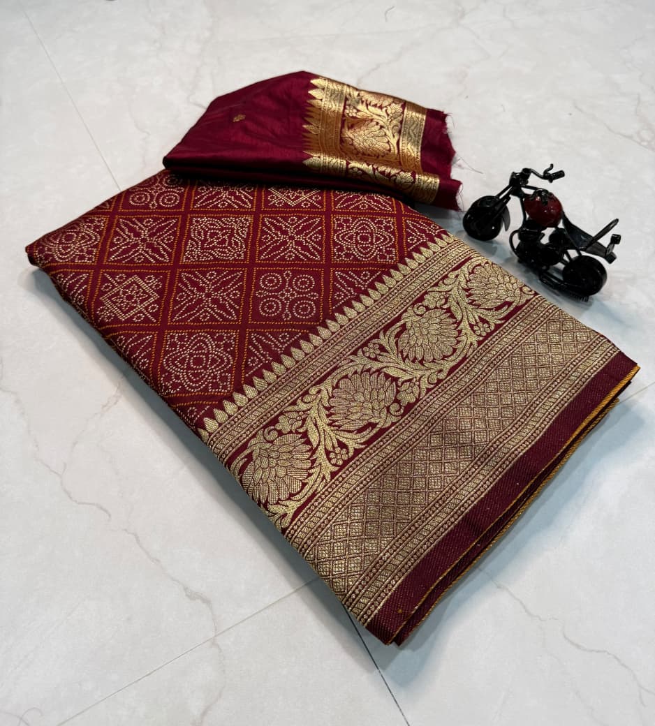 Marsh Chiffon Silk Bandhini Saree