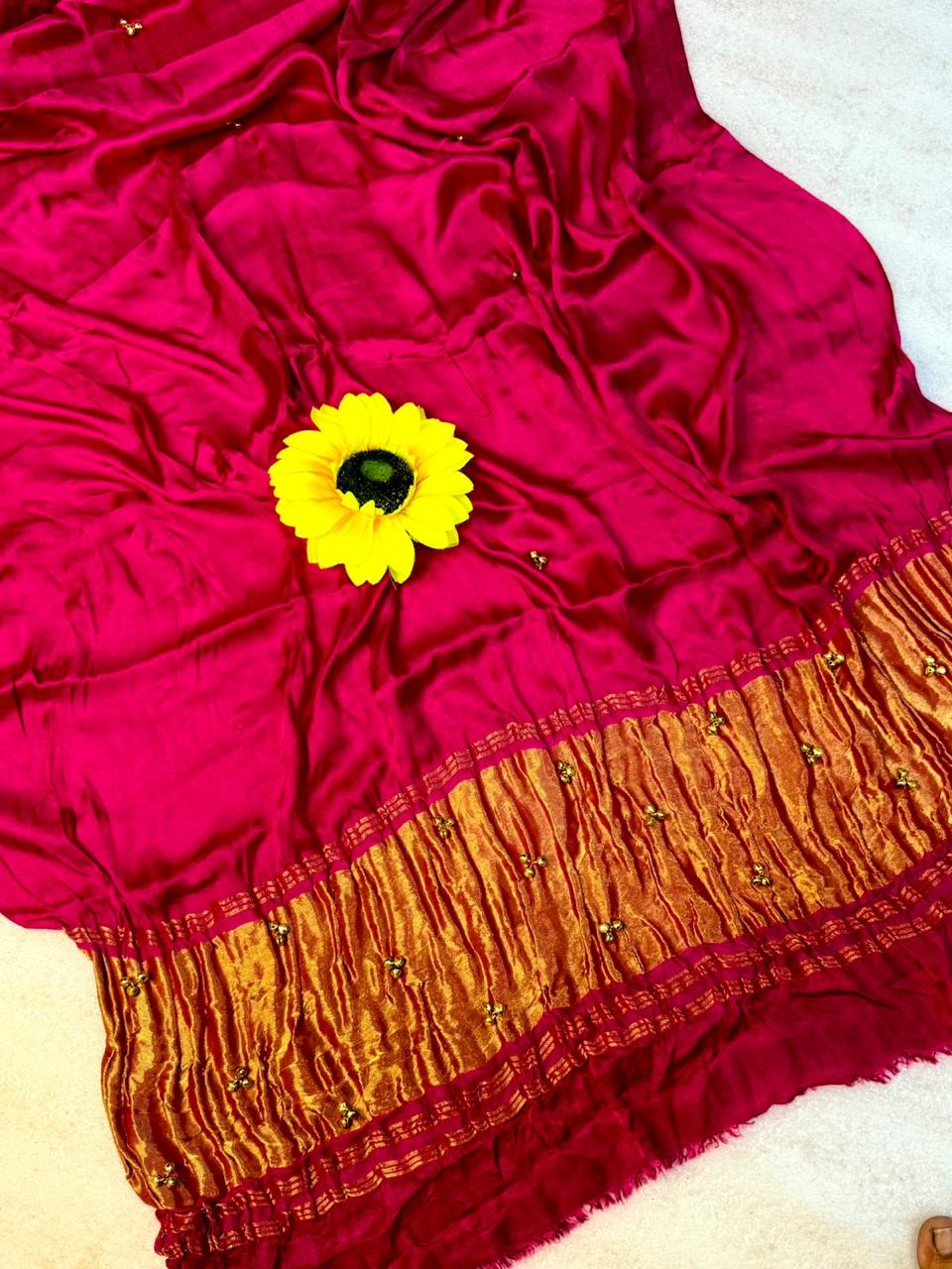 Gajji Silk Gunguru Sarees with Lagdi Patta & Rich Pallu