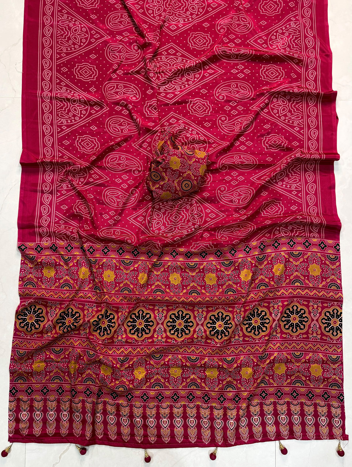 Ajrakh Semi Modal Silk Sarees