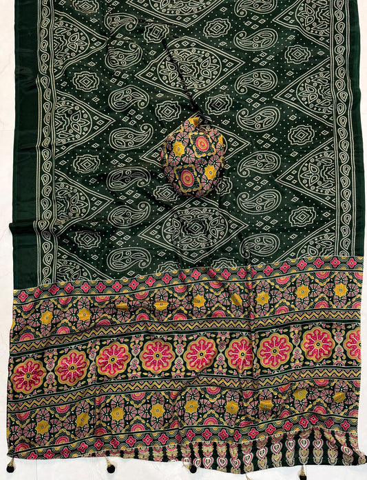 Ajrakh Semi Modal Silk Sarees
