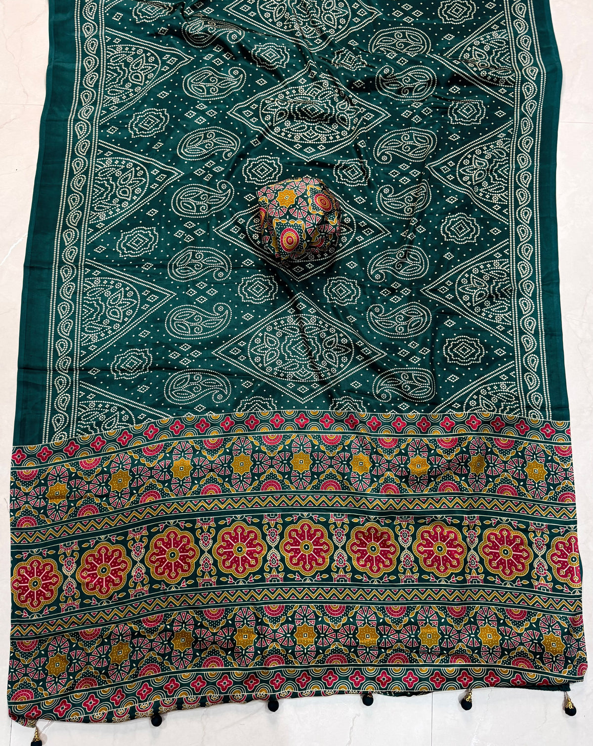 Ajrakh Semi Modal Silk Sarees