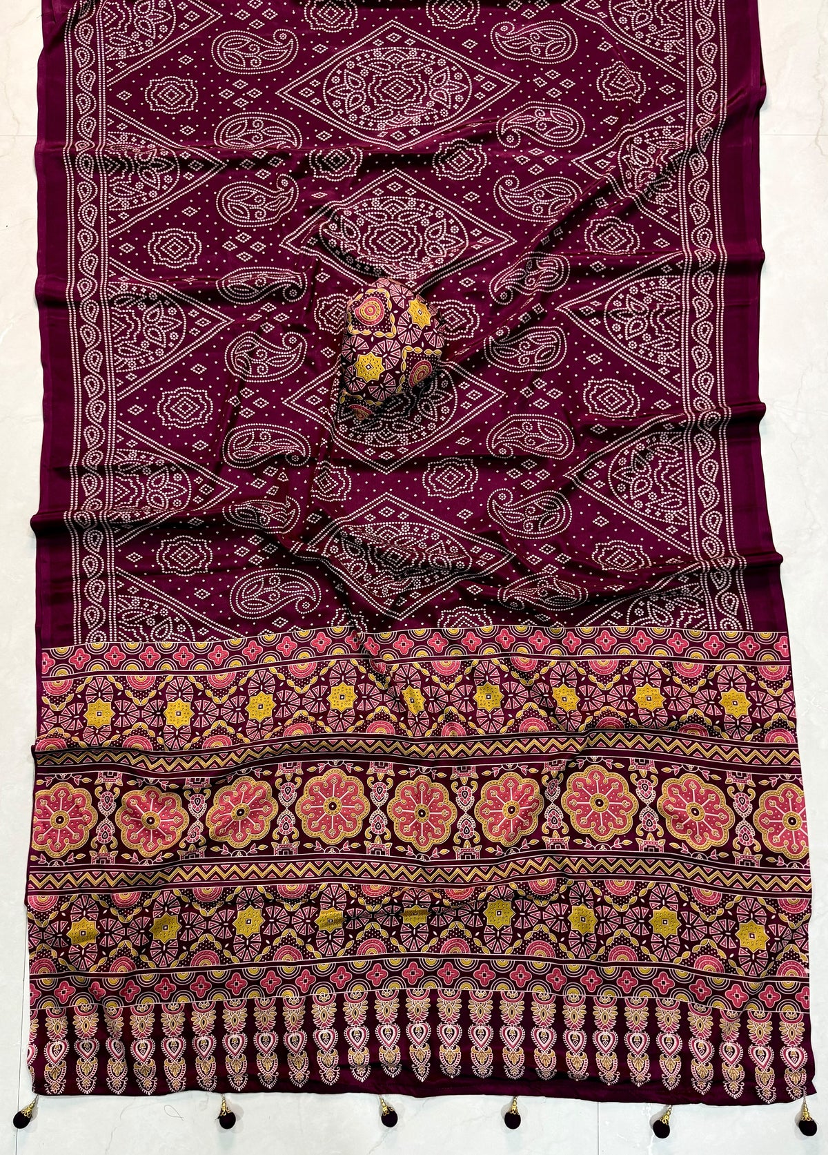 Ajrakh Semi Modal Silk Sarees