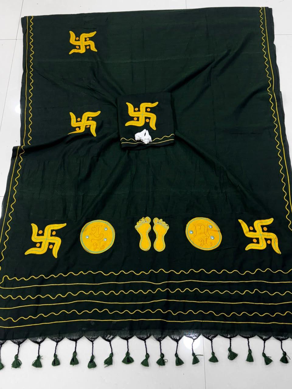 Cotton Handloom Sarees with Aari Embroidery