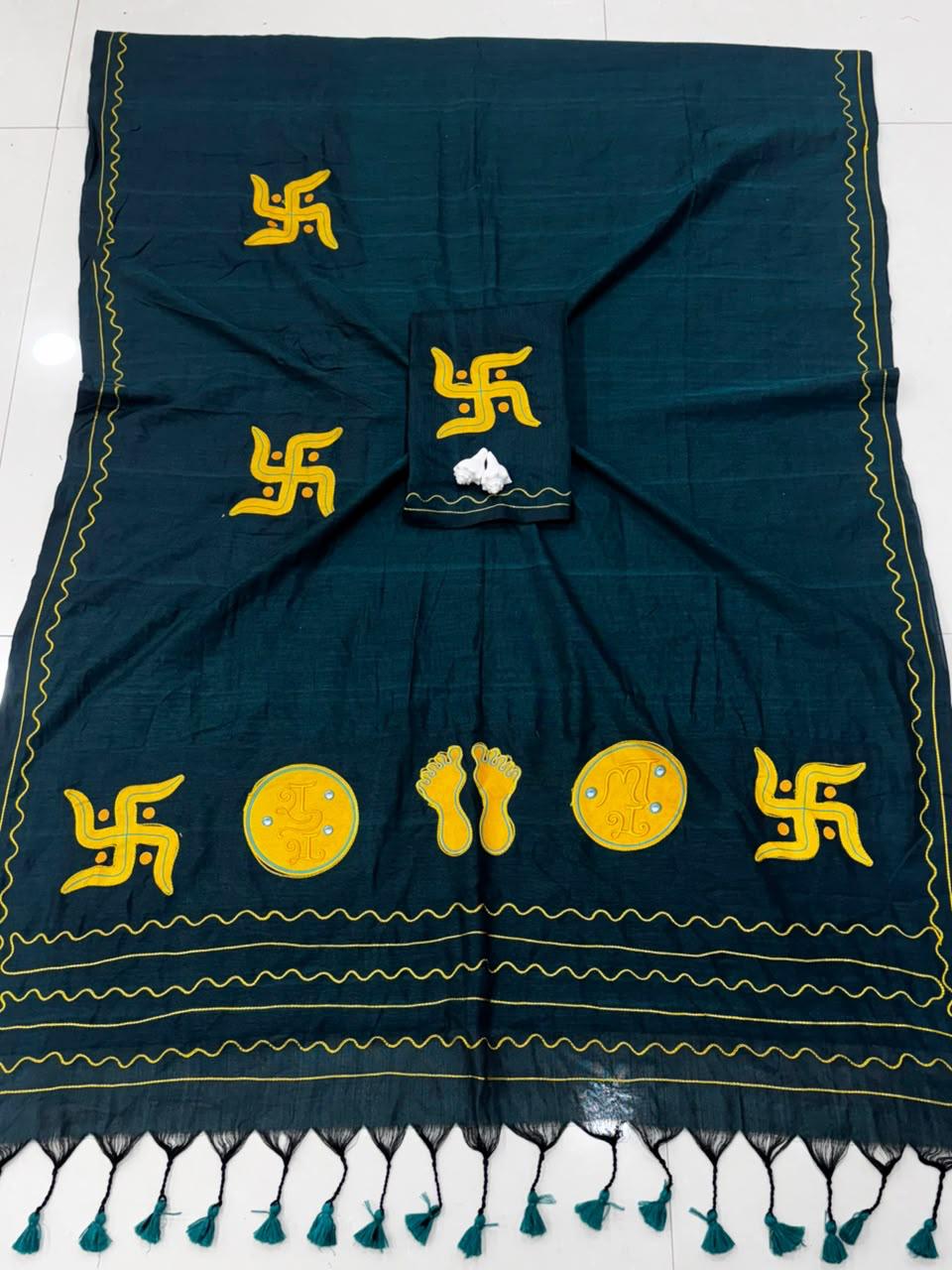 Cotton Handloom Sarees with Aari Embroidery