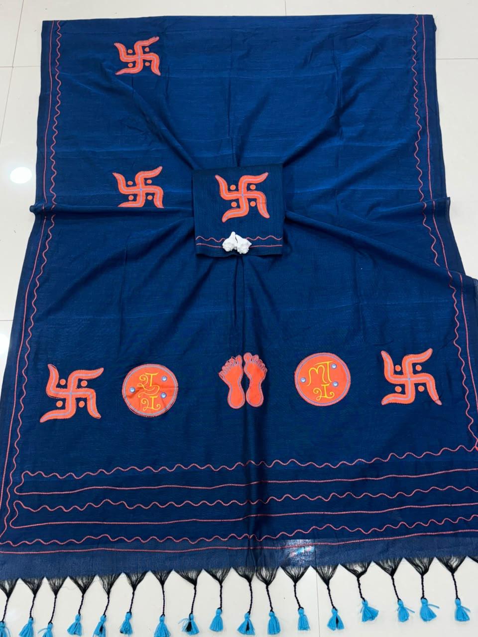 Cotton Handloom Sarees with Aari Embroidery
