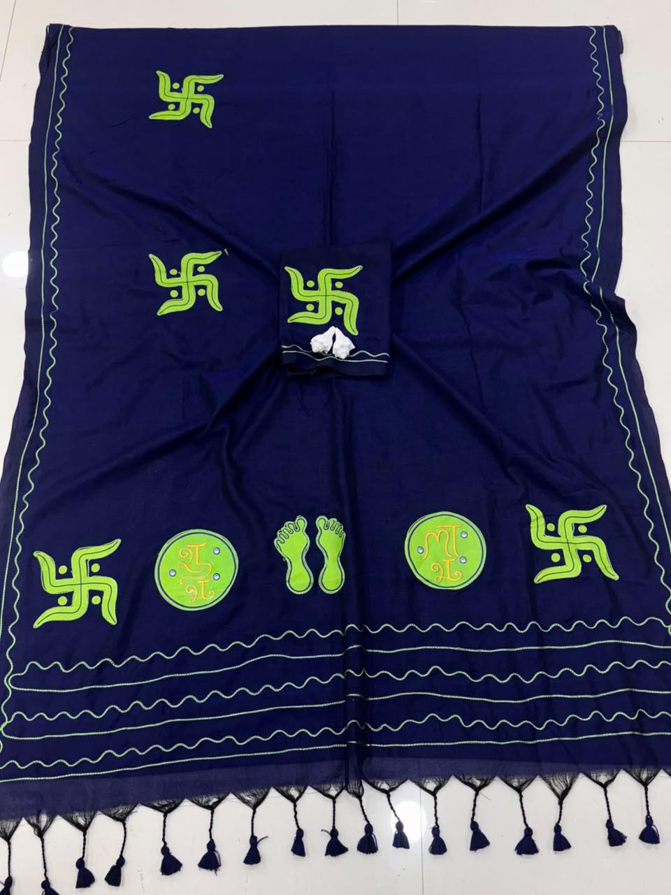 Cotton Handloom Sarees with Aari Embroidery