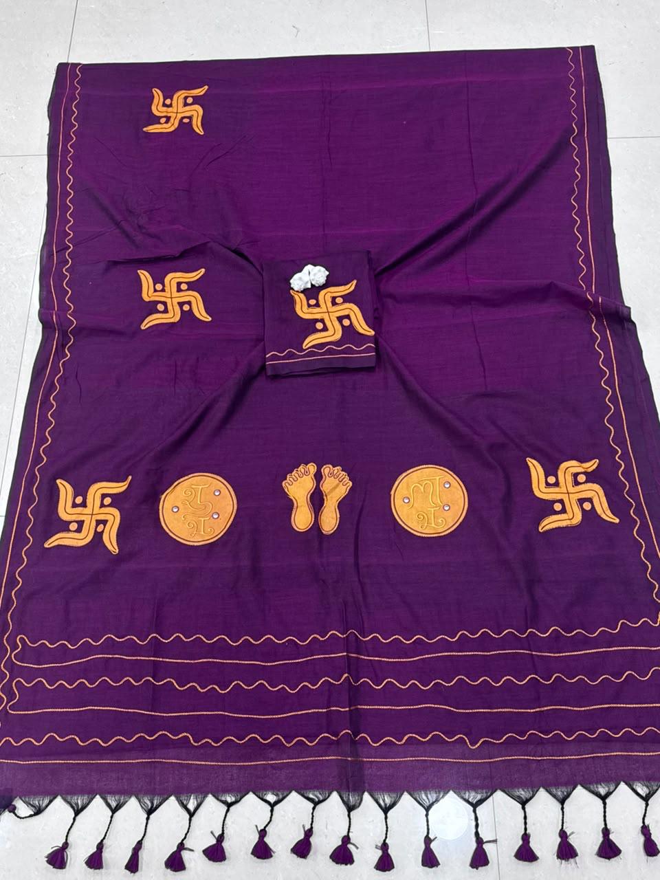 Cotton Handloom Sarees with Aari Embroidery