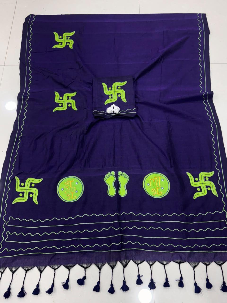 Cotton Handloom Sarees with Aari Embroidery