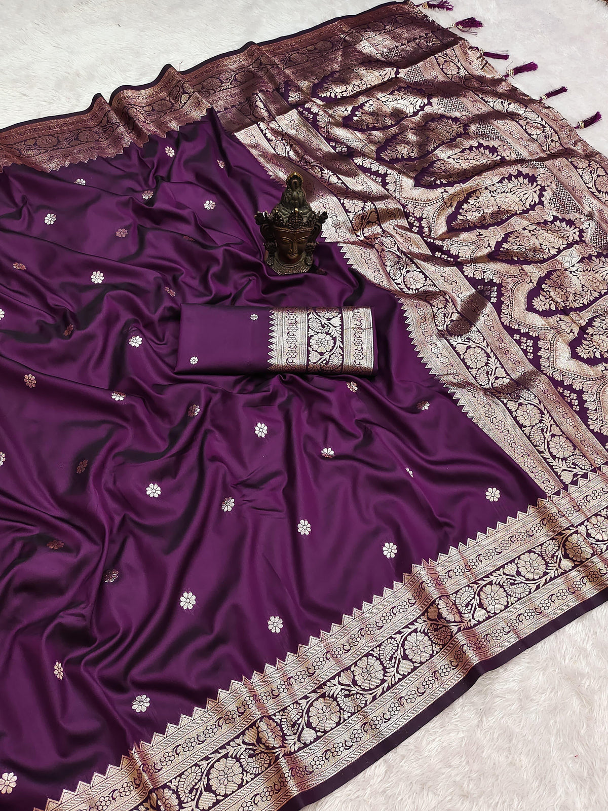 Soft Two-Tone Banarasi Silk Weaving Sarees