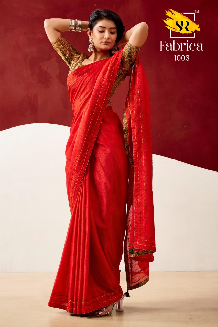 Semi Tussar Silk Sarees with Katha Thread Work Borders