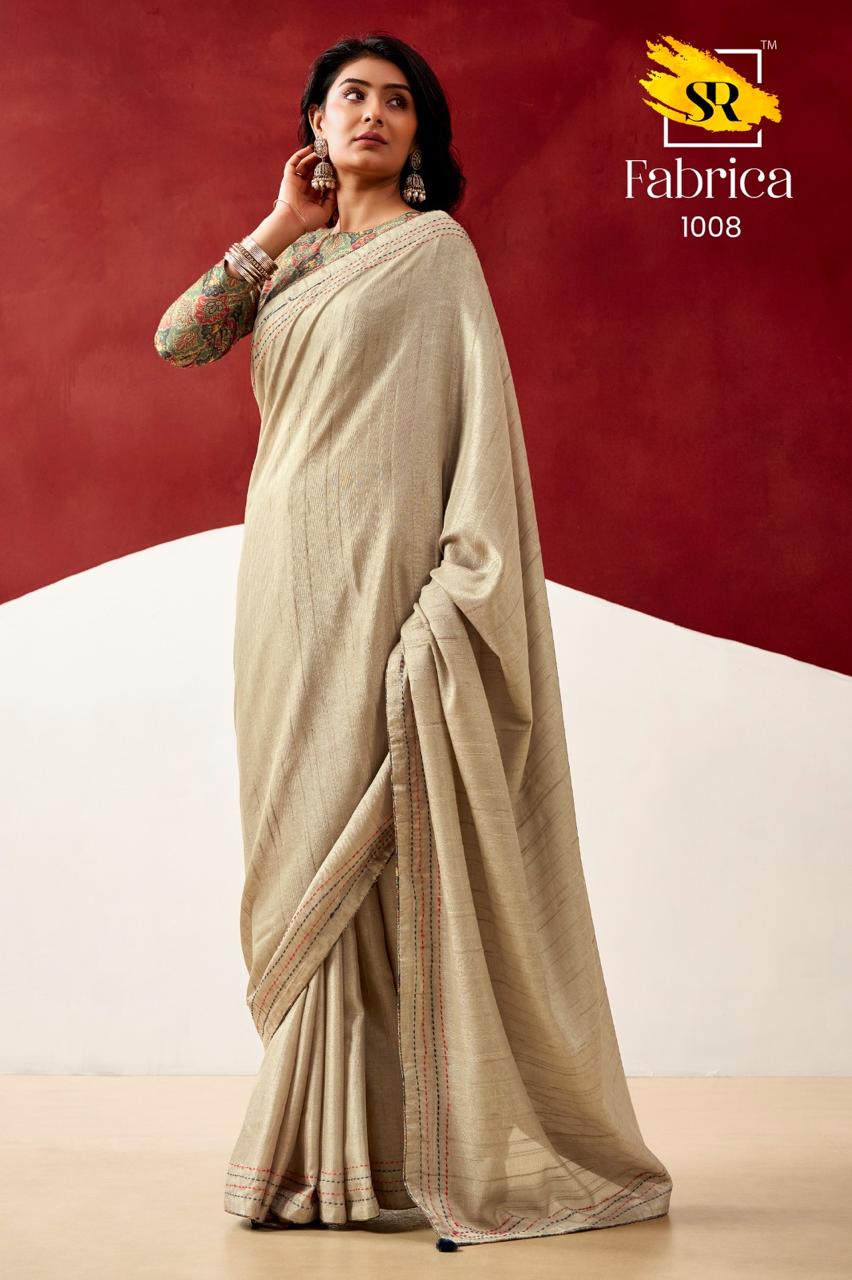 Semi Tussar Silk Sarees with Katha Thread Work Borders