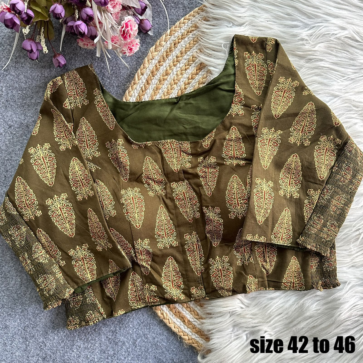 Plus Size Ajrakh Maslin Silk Readymade Blouses