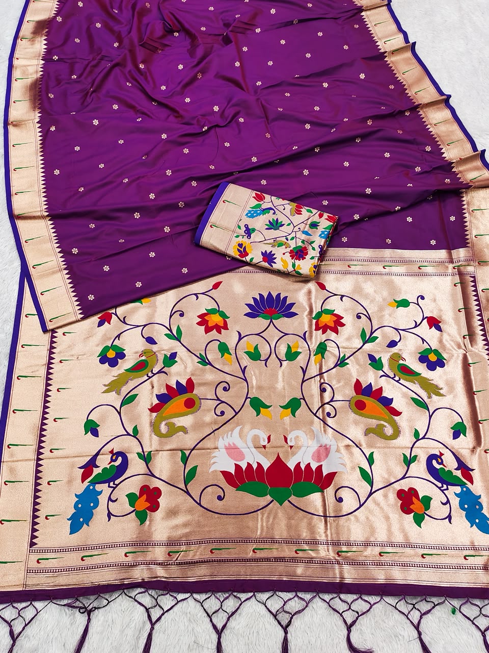 Semi Kanjivaram Silk Paithani Designer Sarees