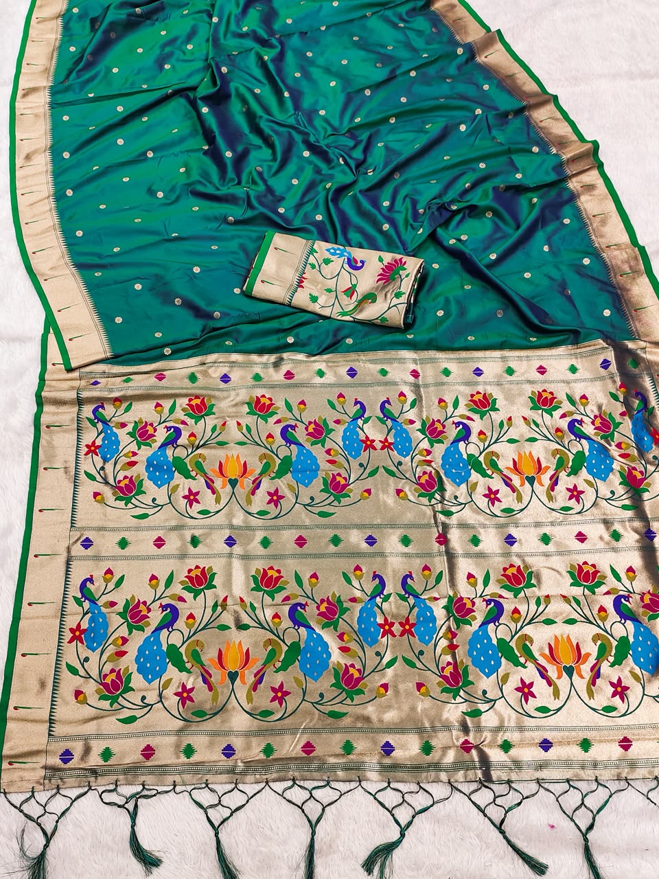 Semi Kanjivaram Silk Paithani Designer Sarees