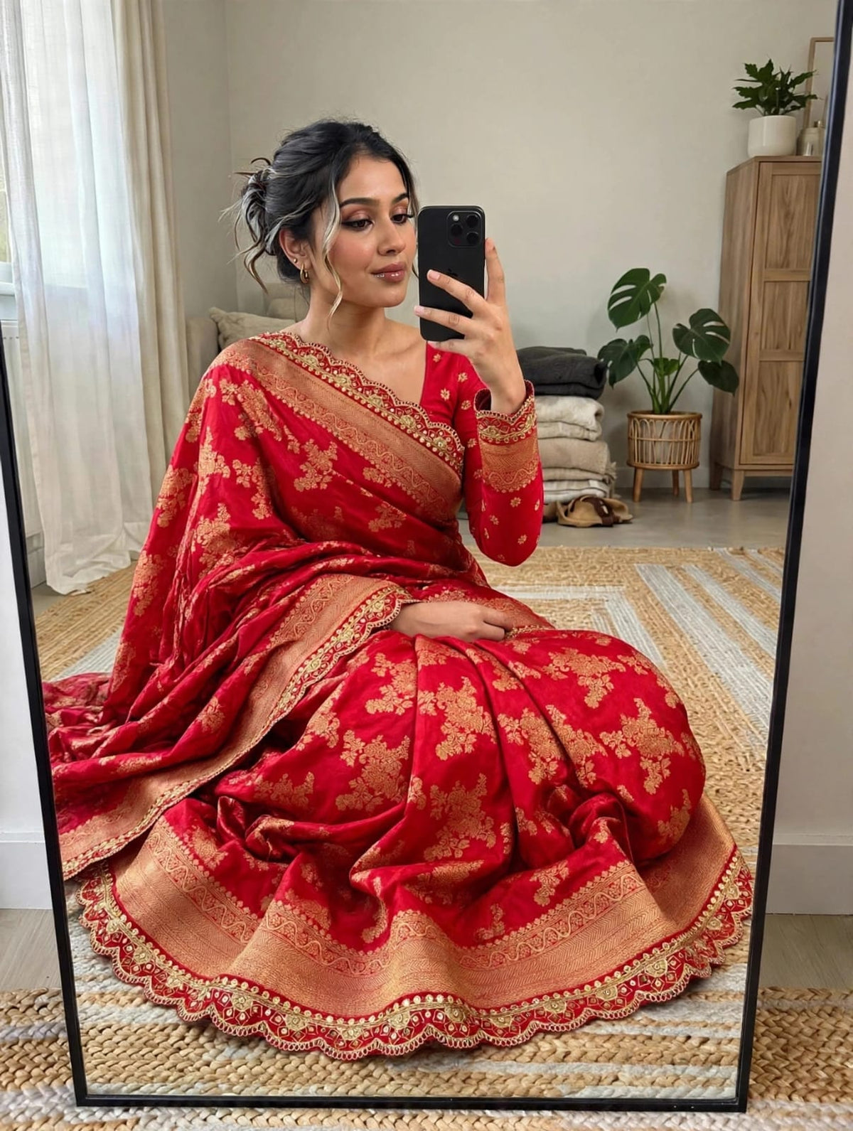 Semi Kanjivaram Jaal Floral Zari Weaving Sarees