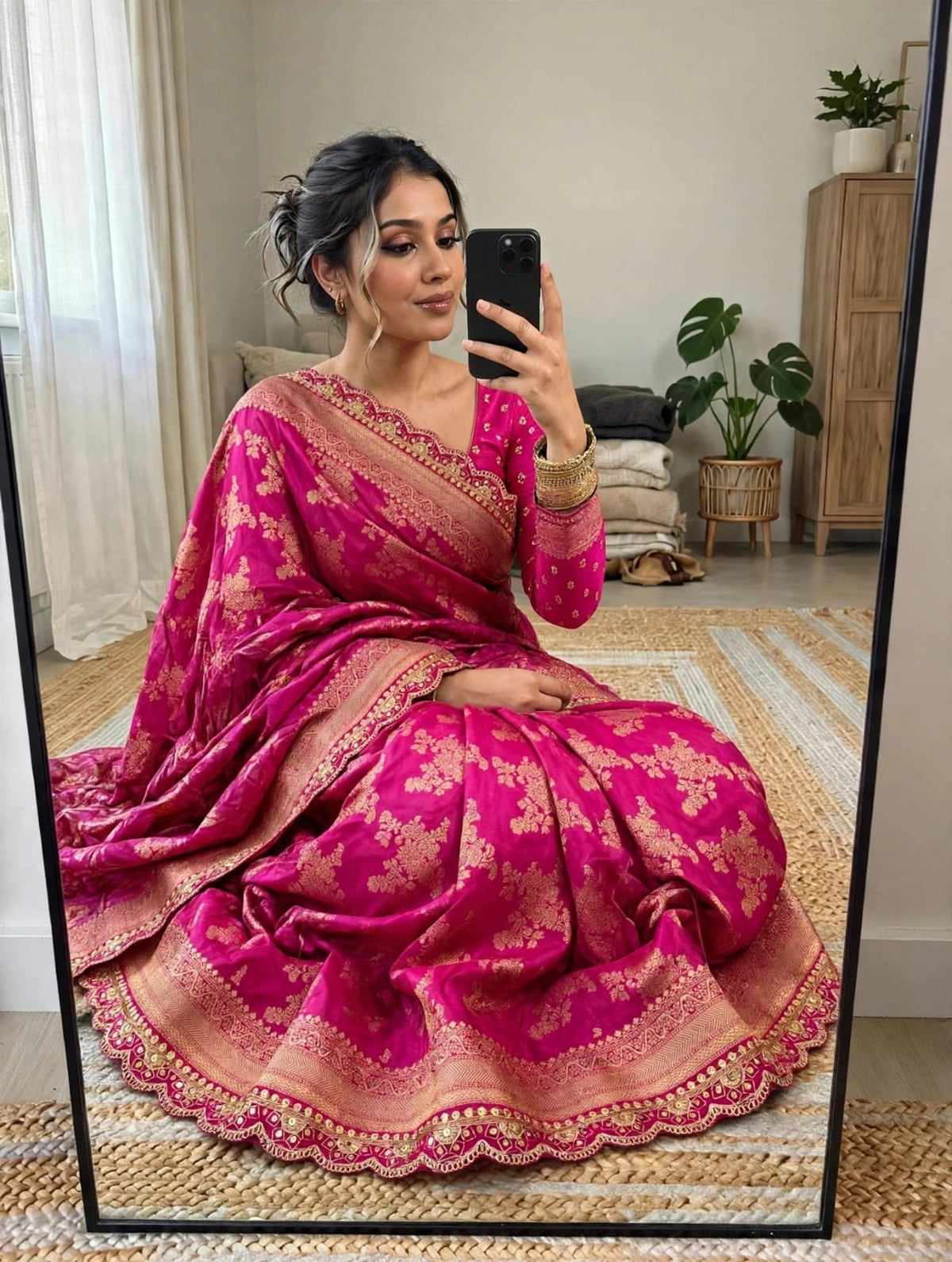 Semi Kanjivaram Jaal Floral Zari Weaving Sarees