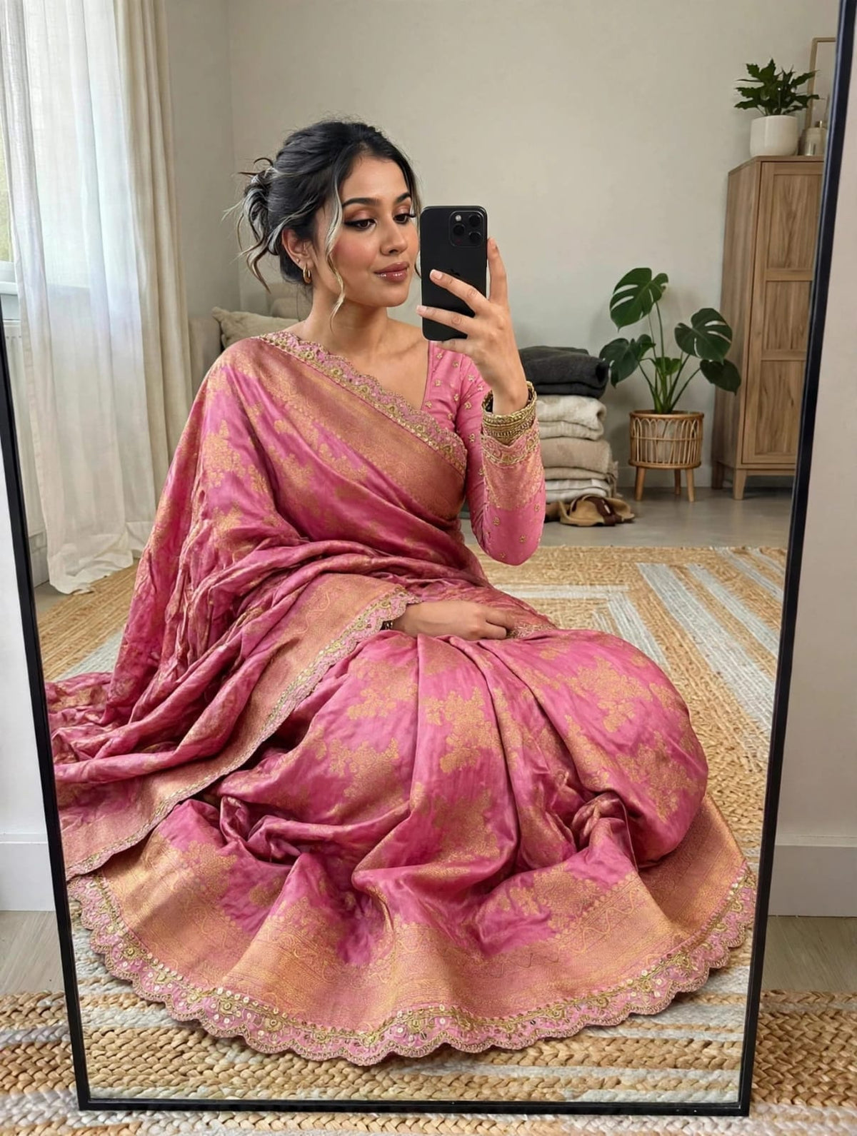 Semi Kanjivaram Jaal Floral Zari Weaving Sarees