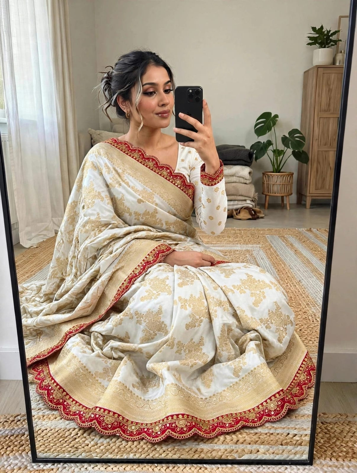 Semi Kanjivaram Jaal Floral Zari Weaving Sarees