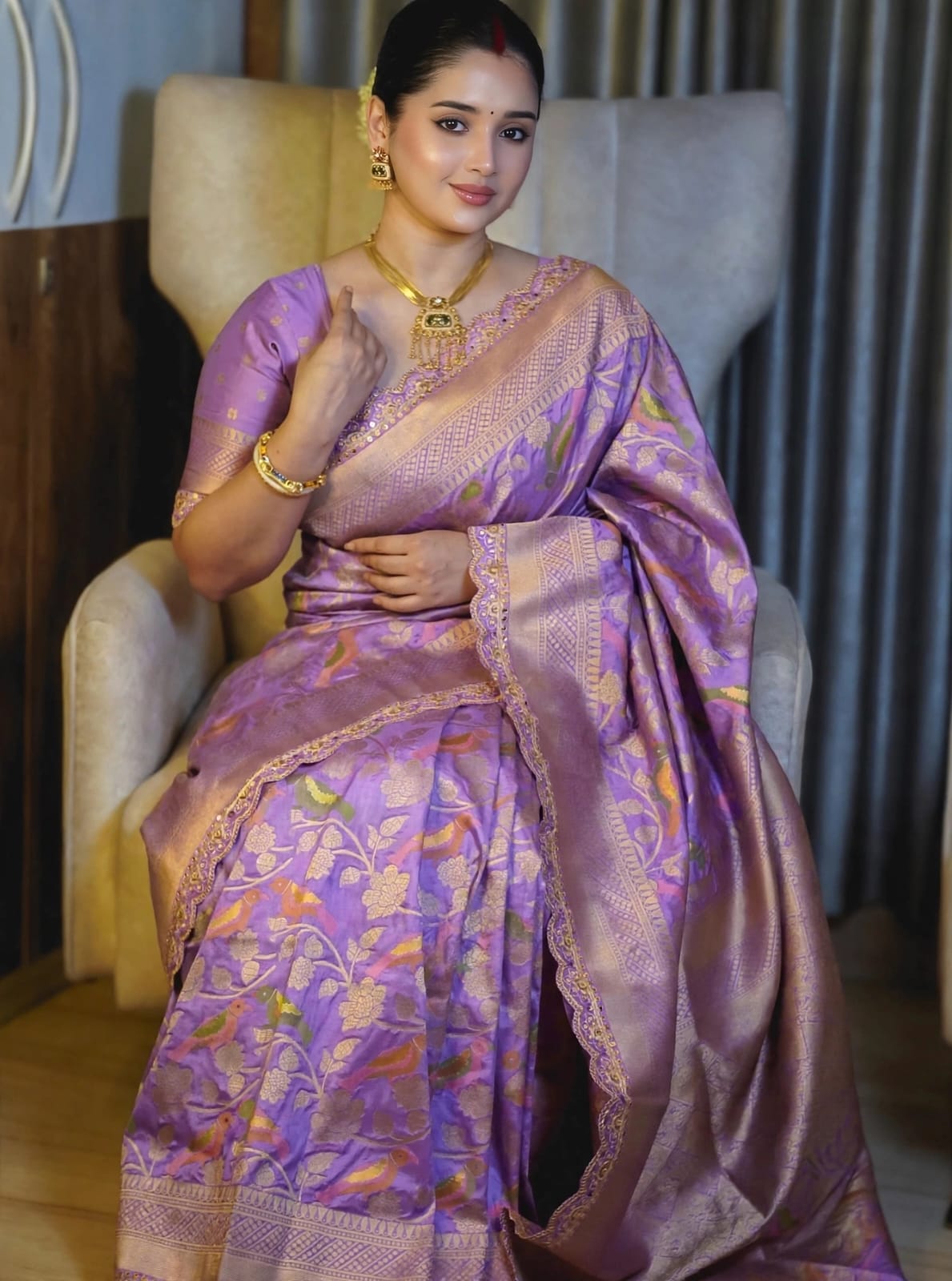 Semi Kanjivaram Jaal Floral Zari Weaving Sarees