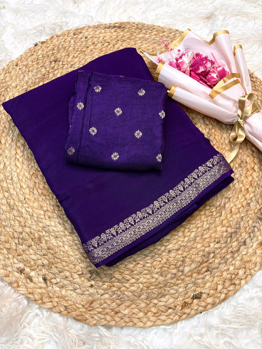 Viscose Georgette Silk Sarees with Viscose Zari Borders