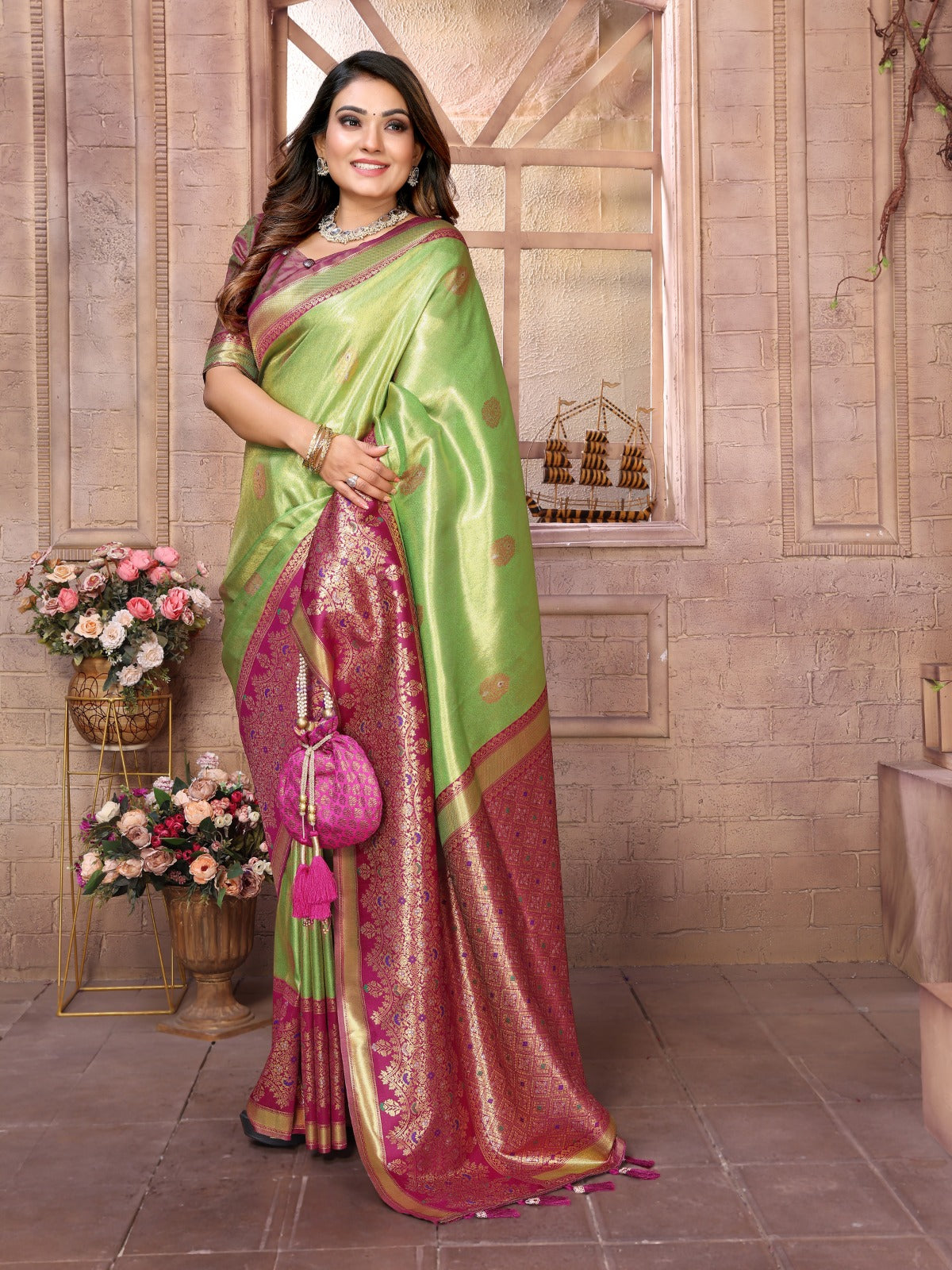 Kanjivaram Banarasi Tissue Silk Sarees