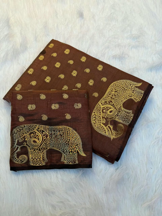 Viscose Tussar Silk Sarees with Viscose Zari Borders & Chit Pallu