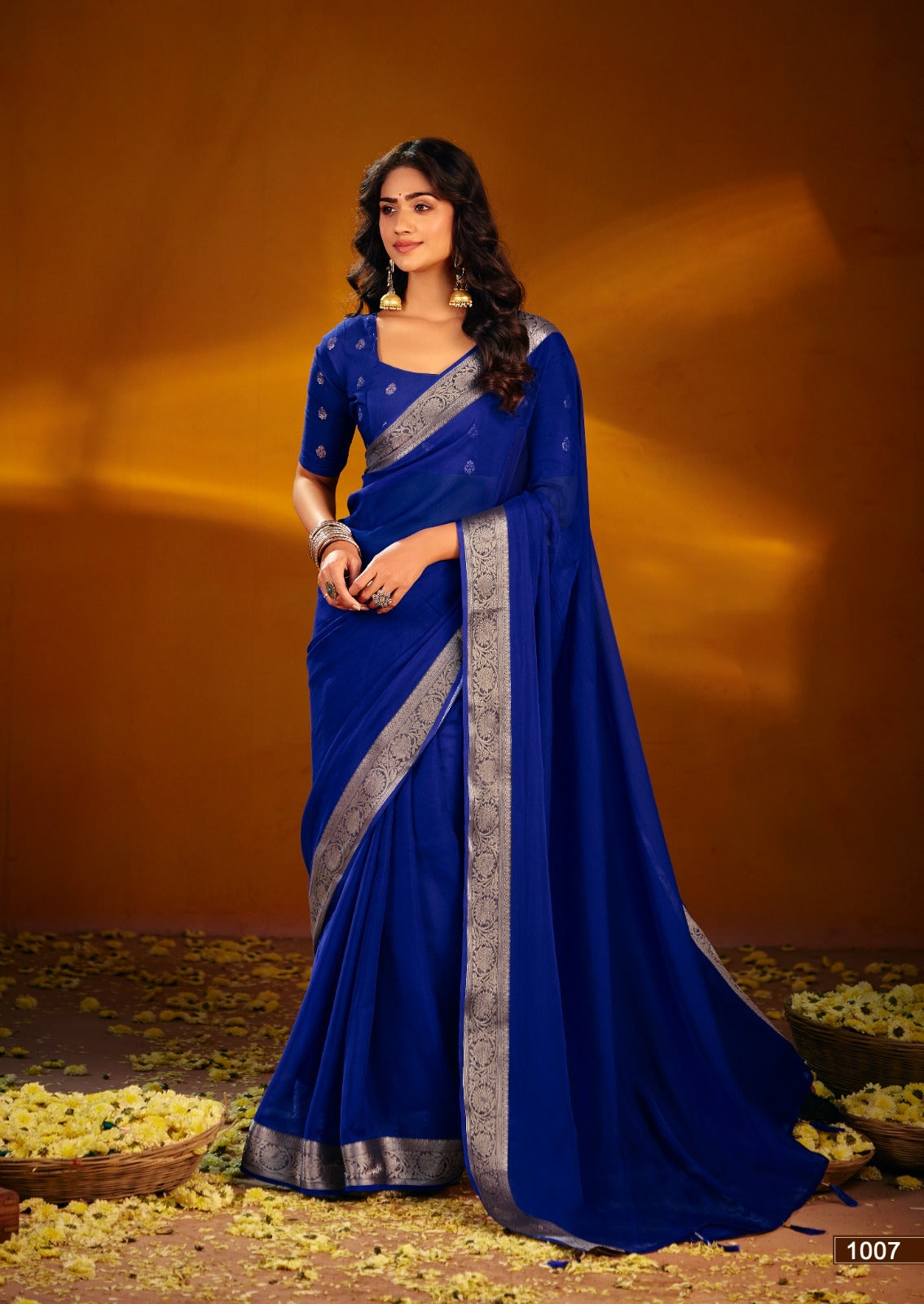 Chiffon Silk Sarees with Jacquard Zari Borders