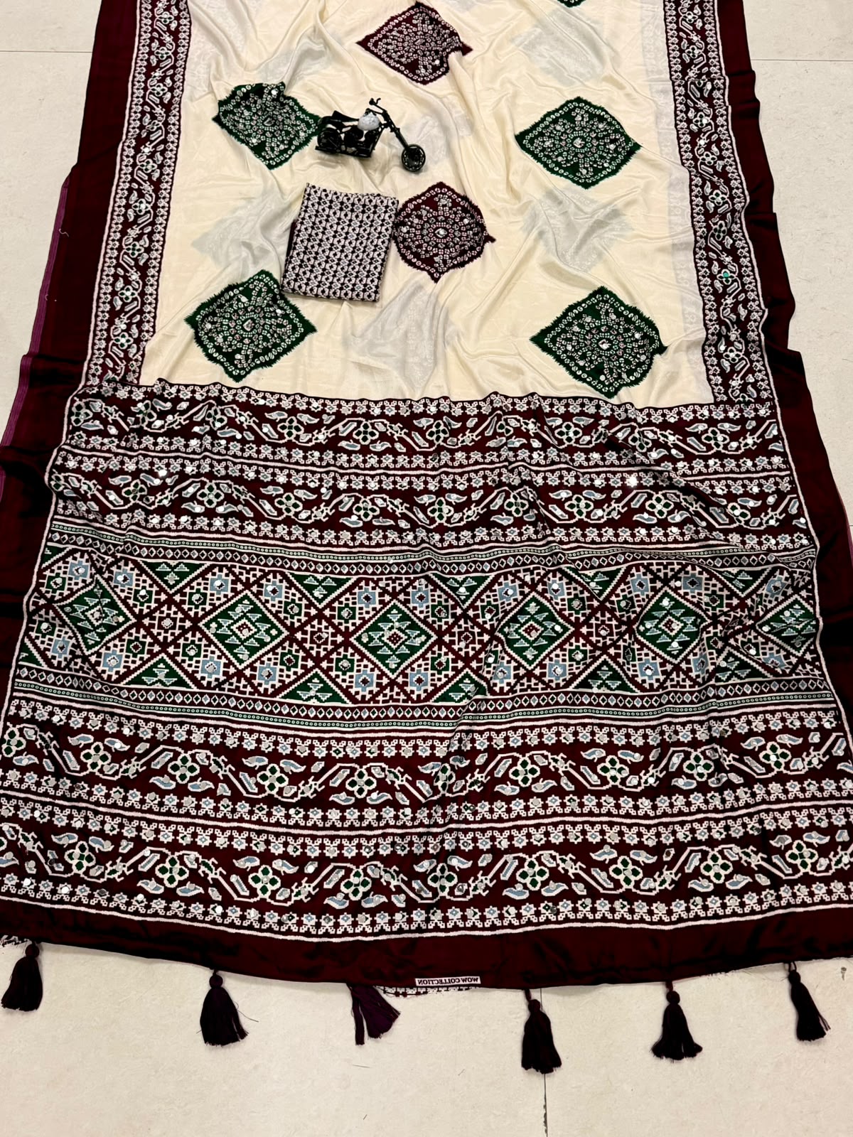 Bandhini Modal Crepe Silk Sarees with Real Mirror Work