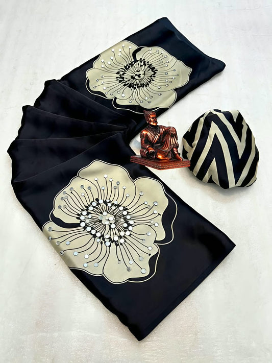 Crepe Silk Sarees with Mirror Work