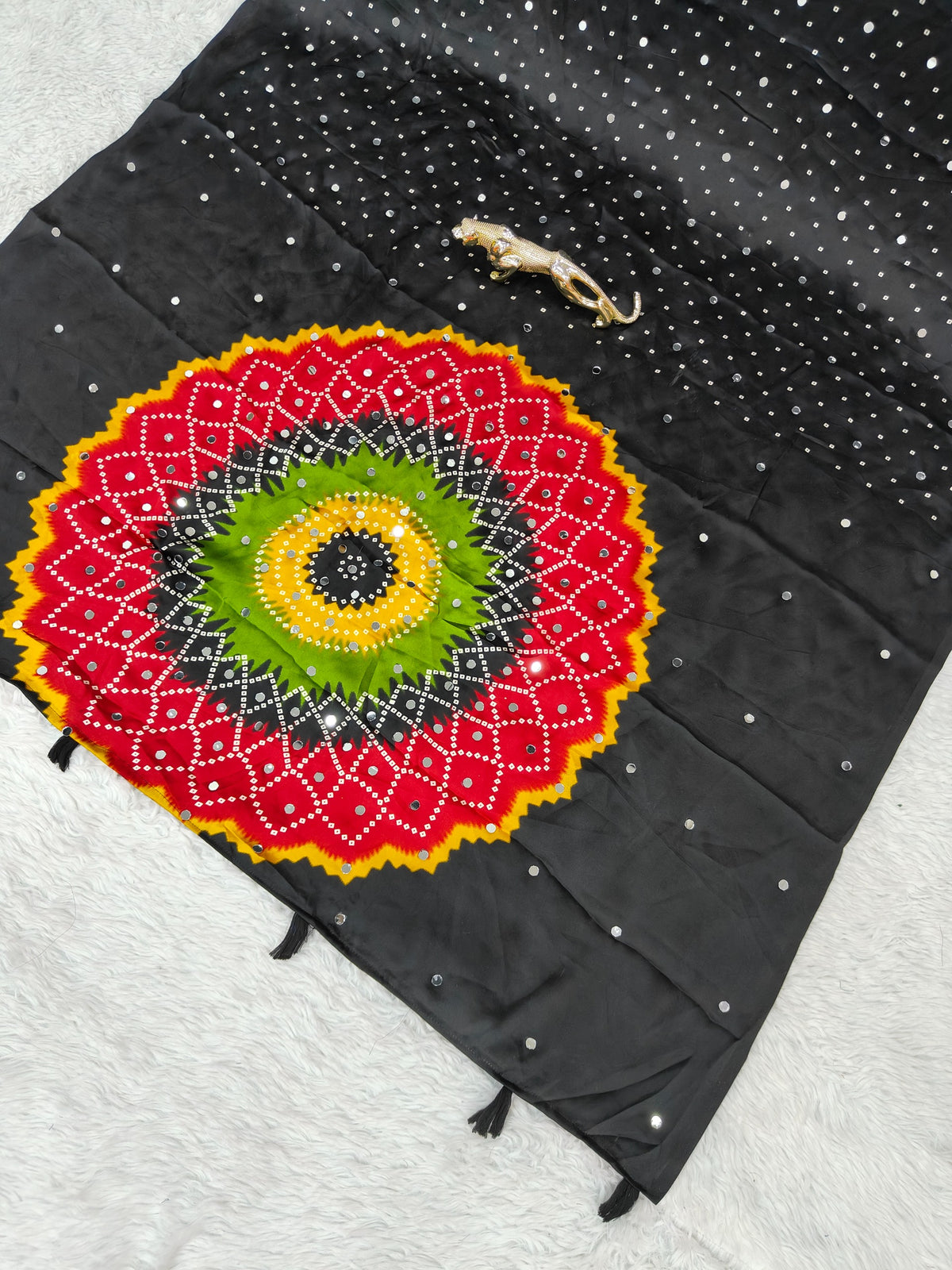 Modal Crepe Silk Sarees with Mirror Work