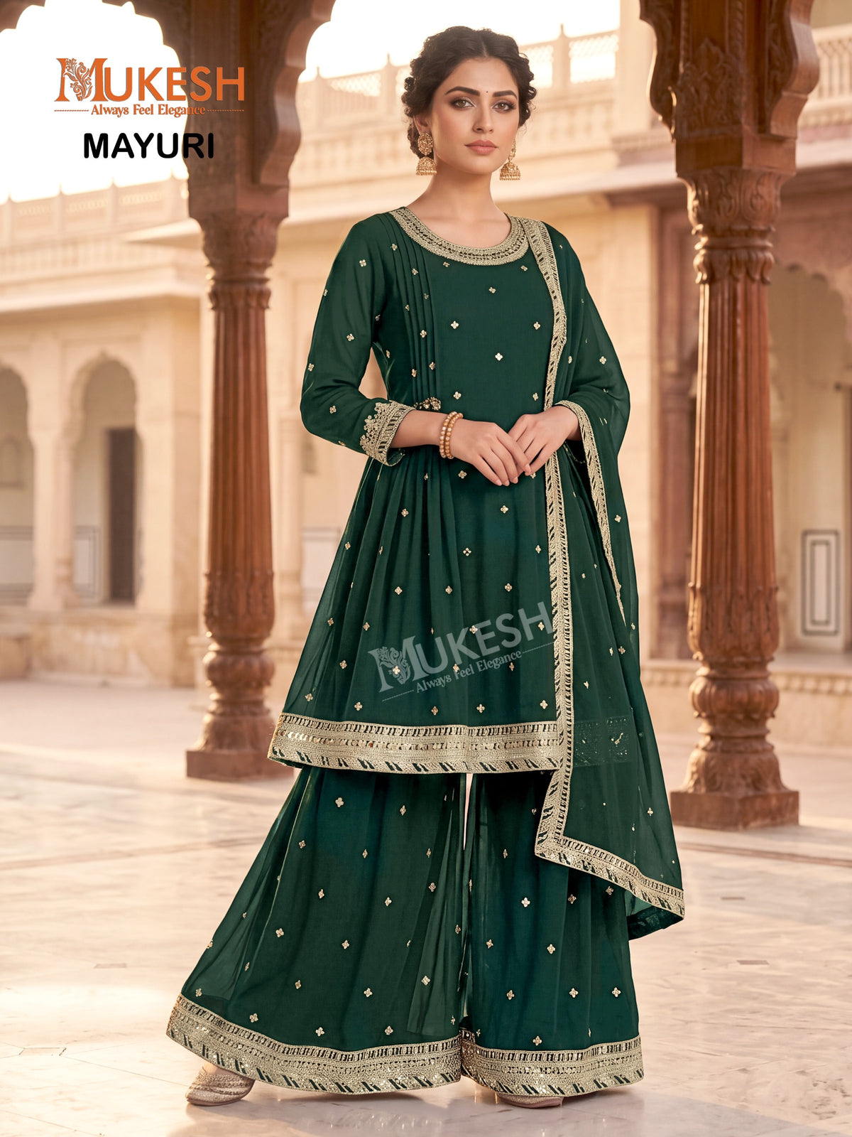 Readymade Georgette Sequin Embroidered Palazzo Suits