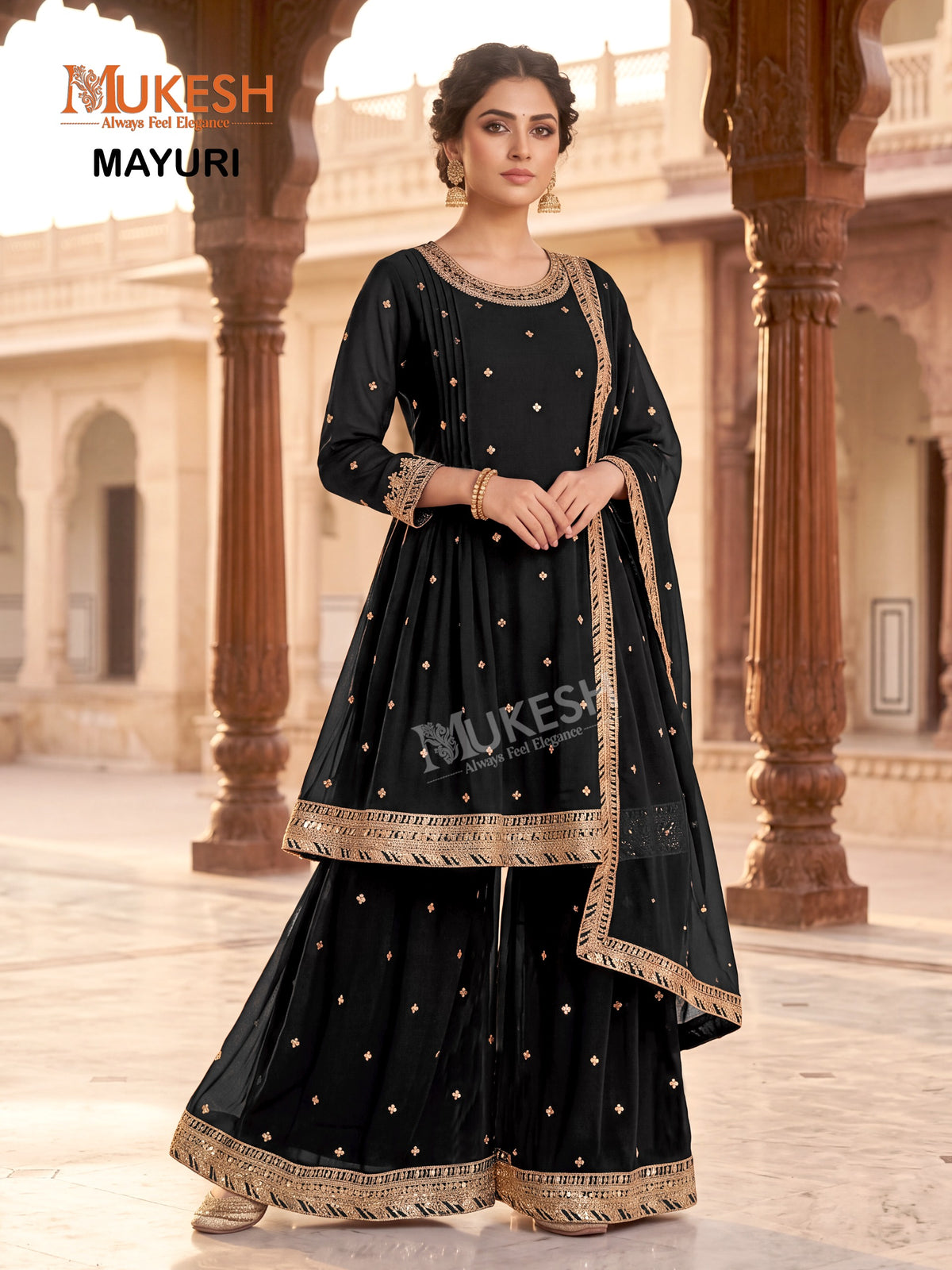Readymade Georgette Sequin Embroidered Palazzo Suits