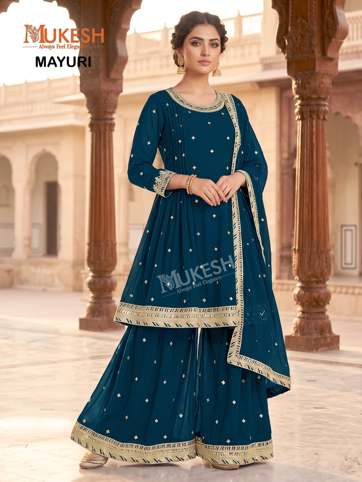 Readymade Georgette Sequin Embroidered Palazzo Suits