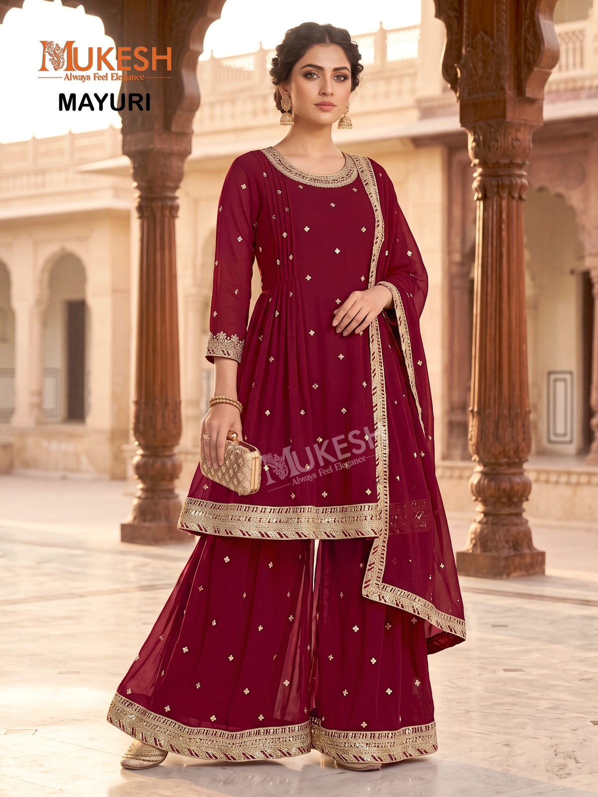 Readymade Georgette Sequin Embroidered Palazzo Suits