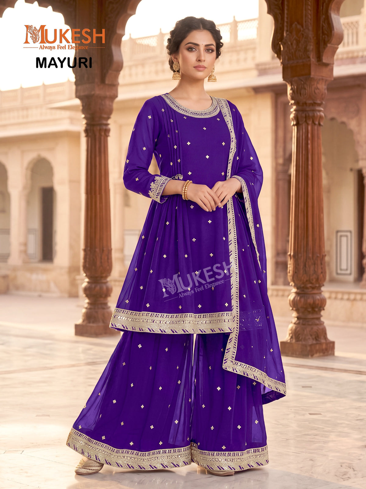 Readymade Georgette Sequin Embroidered Palazzo Suits