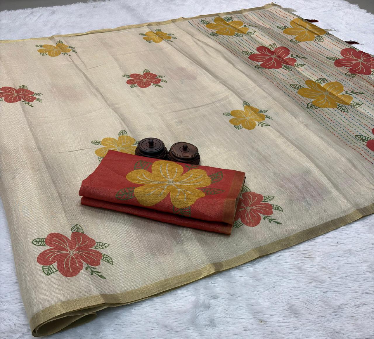 Soft Erode Zari Silk Floral Saree – ₹999