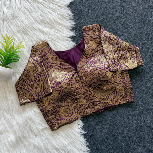 Side Elastic Stretchable Banarasi Brocade Silk Blouse – ₹750