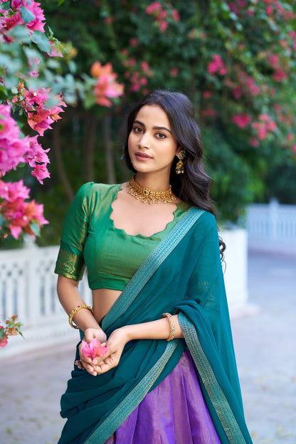Soft Tissue Cotton Silk Dhavani Set 1399