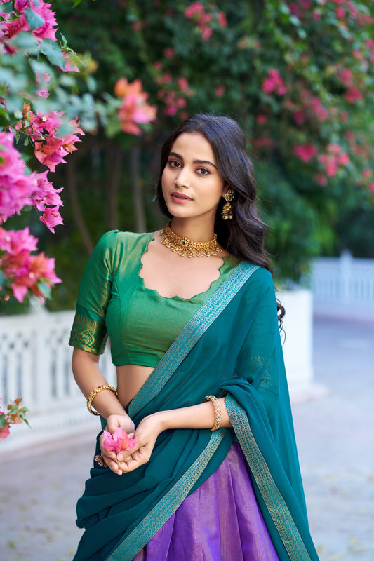 Soft Tissue Cotton Silk Dhavani Set 1399