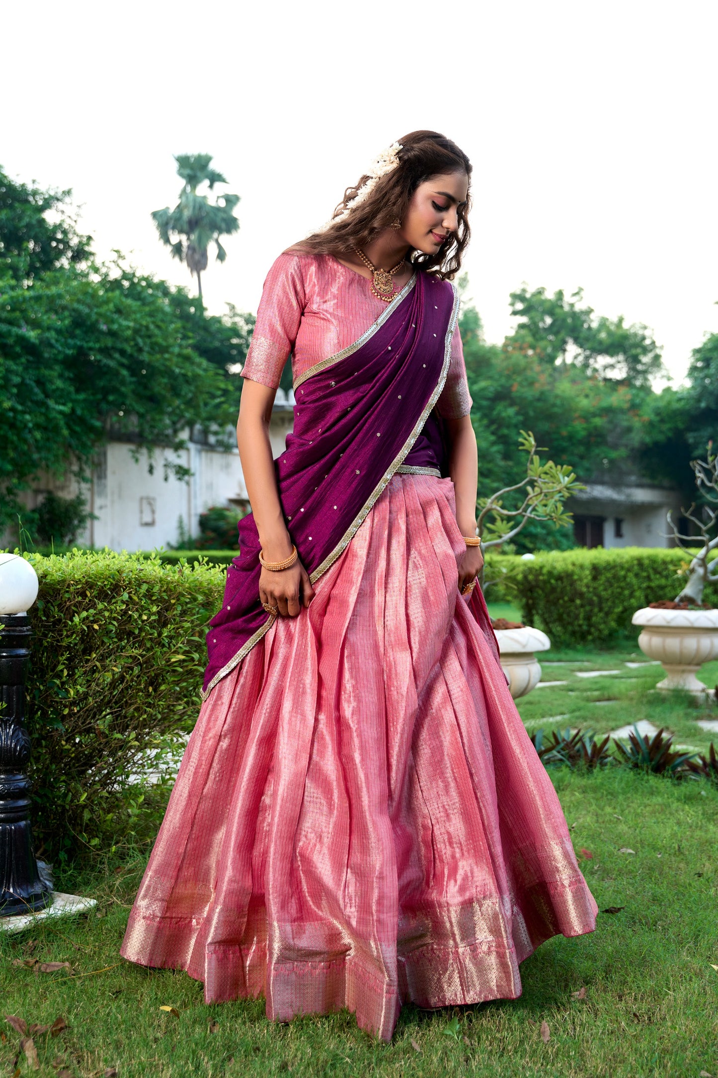 Tissue Silk Readymade Dhavani Collection 1699